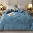 thumbnail image 2 of WOOW DEPOT Sherpa Reversible Full Queen Comforter 78.7" x 90.5", 1 PCS Heavy 8.82 lbs Warm Cozy, Velvet Quilted & Sheared Craft 3D Jacquard Blanket Machine Washable, Sky Blue, 2 of 9