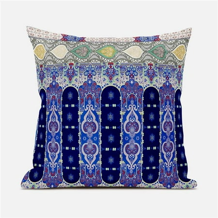 

Amrita Sen Designs CAPL836FSDS-ZP-16x16 16 x 16 in. Taj Garden Columns Duo Suede Zippered Pillow with Insert - Indigo Red & Grey