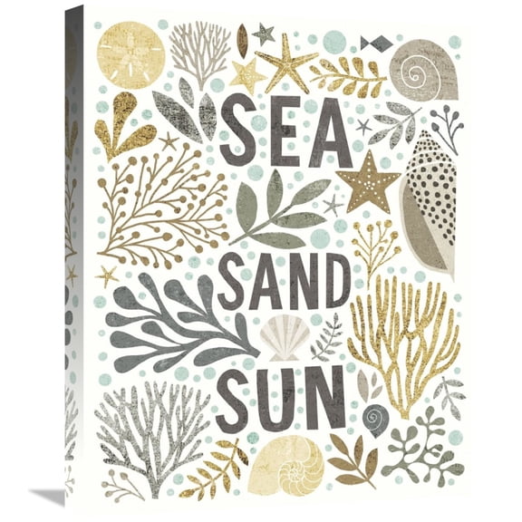 Global Gallery's 'Under Sea Treasures III Gold Neutral' By Michael Mullan Stretched Canvas Wall Art
