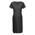 thumbnail image 2 of TIMIFIS Robe de Maternité à Manches Courtes pour Femme Gris Foncé, Fente Latérale, Vêtements de Maternité, Robe Moulante Décontractée d'Été, Tenue Quotidienne, Mini-Robe Unie - Printemps/été, 2 of 8