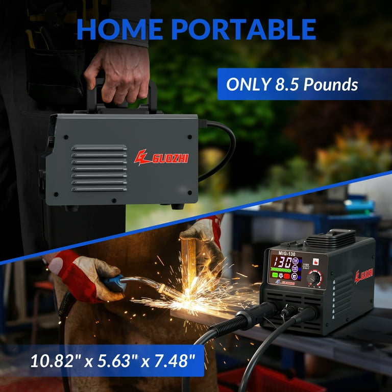 GZ GUOZHI MIG Welder 130Amp 110V With Super Large LED Display & Flux