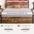 thumbnail image 4 of Queen Size Platform Bed with LED Lights and Charging Station, Industrial Full Bed Frame with 2 Drawers, Under-Bed Storage and Wooden Headboard, Noise Free, No Box Spring Needed, Rustic Brown, 4 of 7