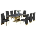 thumbnail image 1 of Gray Marble Dining Set with Gold Stainless Steel and Gray Velvet Chairs, 1 of 3
