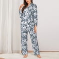 thumbnail image 2 of Yiaed Lilies Flowers Print Pajamas Women's Long Sleeve Sleepwear Soft Button Down Loungewear Pjs Lounge Set Nightwear Womens Pajama Pants-Small, 2 of 7
