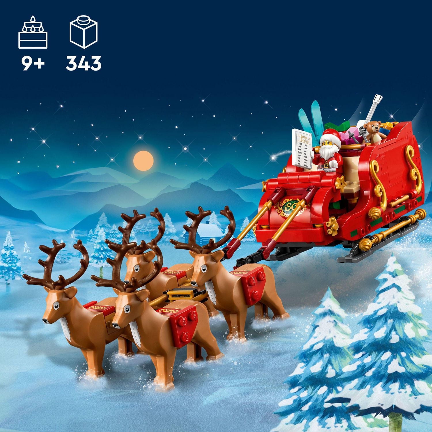 LEGO Santa’s Sleigh Christmas Toy Building Set for Ages 9-13, with Reindeer & Santa Figurine, 40499