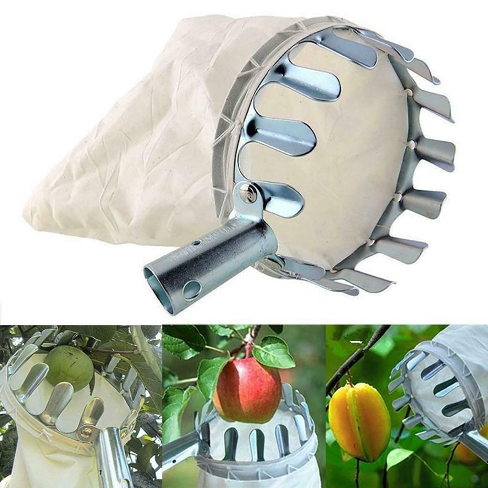 1PC Fruit Picker Practical Fruit Picker with Cloth Bag for Park Garden Orchard 