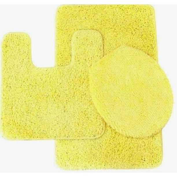 3PC Bathroom Rug Set ROCK Yellow Printed NONSLIP Bath Rug 17"x28
