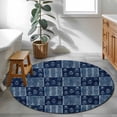 thumbnail image 3 of Round Rugs 3.3Ft, Vintage Floral Round Area Rug Washable Indoor Throw Carpet, Abstract Flowers Patchwork Country Navy Blue Soft Non Slip Circle Rug for Laundry Room Patio Home Decor Aesthetic, 3 of 8