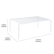 SANNO 2 Pack Large Freezer Cabinet Storage Shelf Rack, Rustproof Stainless Steel Kitchen Organizer Space Saver for Fridge Pantry Shelves Countertops - White, 15.7 * 9.4 Inches