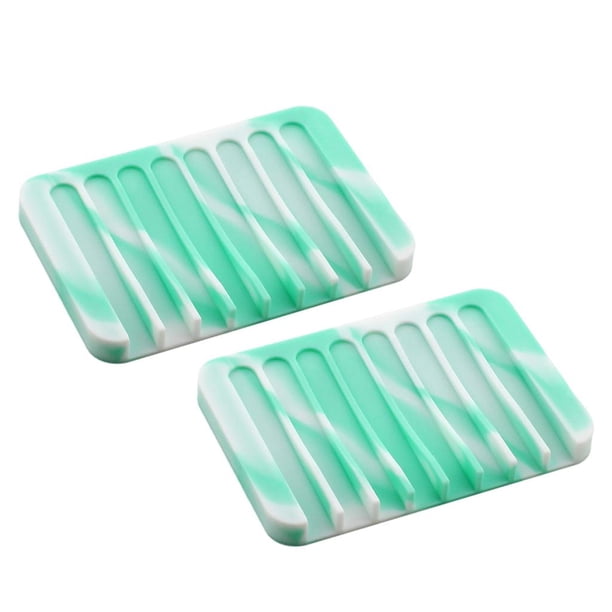2 Piezas Silicona Jabonera Caja de Jabón Bandeja de Jabón pa Mantener Jabón Seco Blanco Colcomx Jabonera de silicona
