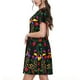 thumbnail image 2 of Fotbe Mexican Flower 2 Vestido Largo de Moda para Mujer, Vestido Tipo Camiseta con Manga Corta y Estilo Casual a Rayas y Bloques de Color, 2 of 6