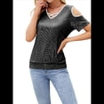thumbnail image 2 of Camisas Brillantes para Mujer, Blusas de Fiesta con Hombros Descubiertos y Cuello en V, Atuendos para Discotecas de Noche Negro XXL, 2 of 10