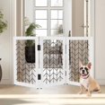 thumbnail image 6 of Freestanding Dog Gate - 3-Panel Foldable Indoor Pet Fence - 55x24-Inch Sturdy Metal and Wood Dog Gate - Pet Barrier for Stairs, Hallways, Doorways, or Small Openings by PETMAKER (White), 6 of 6