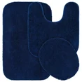 thumbnail image 2 of Gorgeous Home Linen 3pc Bathroom Soft Rug Set Large Rug , Contour Mat, and Toilet Lid Cover Rubber Backing Solid Color Navy Blue #6, 2 of 6