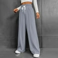 thumbnail image 4 of EDFBUYKRS Female Women Pants Casual Women Sweatpants Tall Length Women's Solid Color Autumn and Winter Versatile Casual and Comfortable High Waisted Drawstring Wide Leg Casual Sweatpants Xxl, 4 of 9