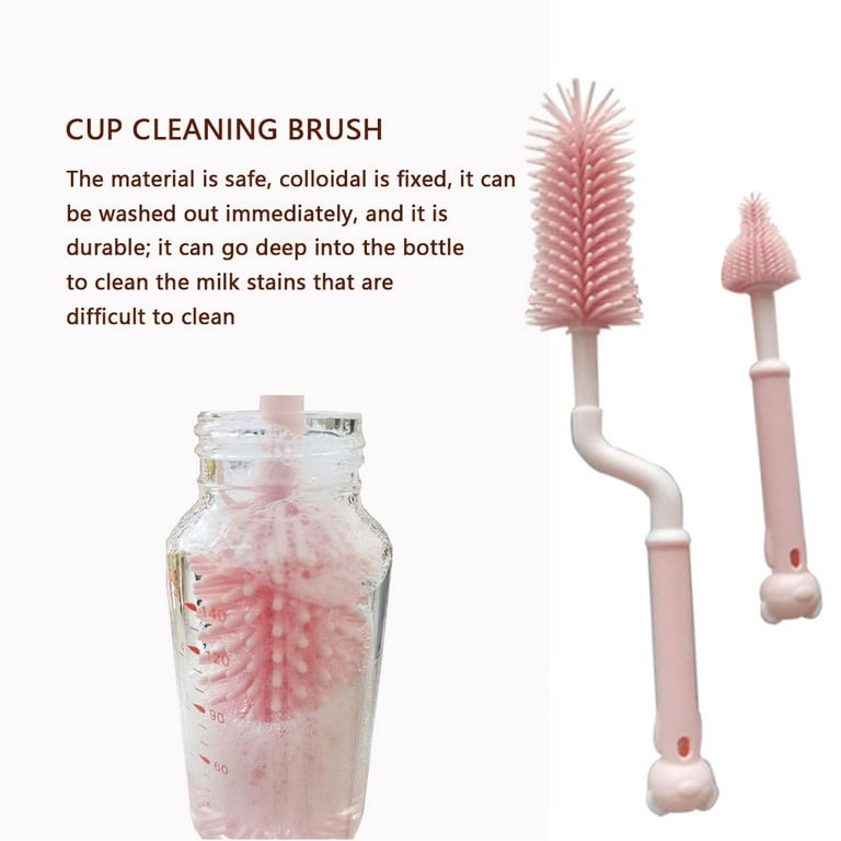3 in 1 Baby Bottle Brush with Bottle Cleaning Brush, Pacifier Brush and  Straw Brush - Baby Bottle Brush Set for Baby Bottles Water Bottles Cups,  Scrat