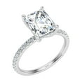 thumbnail image 2 of Veda Jewel 14K White Gold Plated 1.86 Ct Emerald Cut Simulated Diamond Ring - Engagement Wedding Hidden Halo Ring for Women - Solitaire with Accents Diamond Ring for Her - Gift for Lasting Memories, 2 of 6