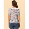 thumbnail image 3 of Blusa de Gasa Allegra K con Cuello Peter Pan y manga Farol Gris Morado S, 3 of 4