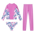 thumbnail image 4 of iixpin 3 Pcs Swim Cover Up Sets for Girls Upf 50+ Rash Guard Coat Bikini Brief with Swim Leggings Pink 8, 4 of 7