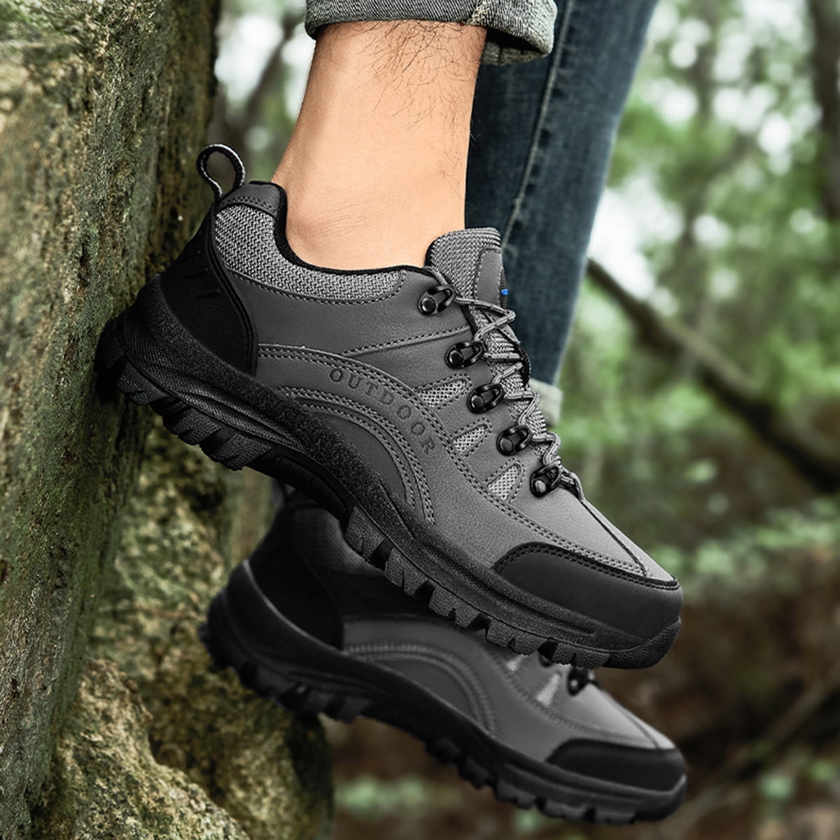 AUXDIQ Hiking Shoes Mens Waterproof Mountain Trekking Shoes Men Breathable Walking Shoes Outdoor Sports Running Camping Climbing