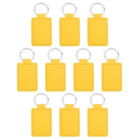 Uxcell Sublimation Blank Keychains, 10Pcs Rectangle Leather Keychain Blanks Heat Transfer Keychains, Yellow