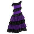 thumbnail image 3 of Miutii Kids Girls Belly Spanish Flamenco Dress Ruffled Tiered Lyrical Latin Dance Dress Performance Dancewear Purple 12, 3 of 5