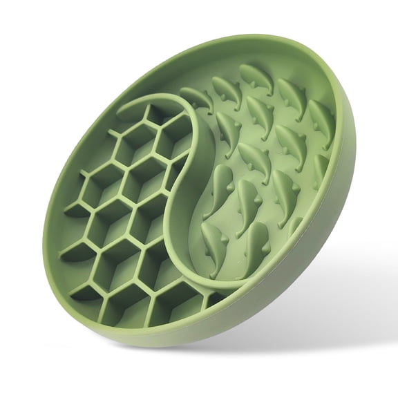 Slow Feeder Dog Bowl Silicone Pet Food Bowls with Suction Cups Puzzle Silicone Dog Feeding Bowls with Suction Cups, Anti-Choking, Non-Slip Design Green