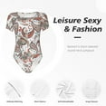 thumbnail image 4 of Saiise Pyjama une-Pièce à Manches Courtes pour Femme à Motif Cachemire Floral, Col Rond, Justaucorps Extensible avec Fermeture à Boutons-Pression - Petit, 4 of 7