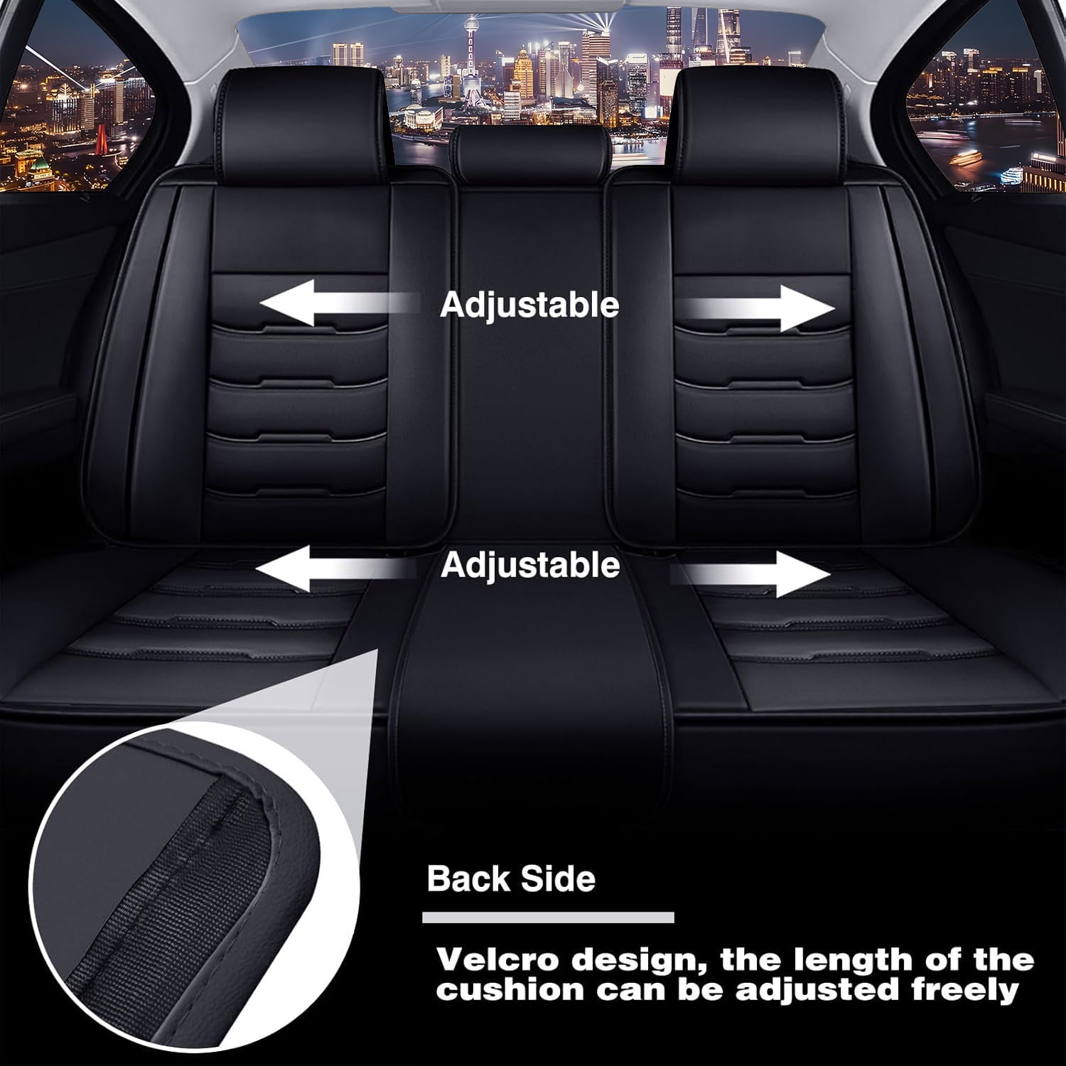 WRWolf Seat Cover Fit for Honda CR-V 2015-2024 2025 Waterproof Car Seat Covers Full Set 5 Seats Faux Leather Car Seat Cushion Protector Compatible Airbag,Black