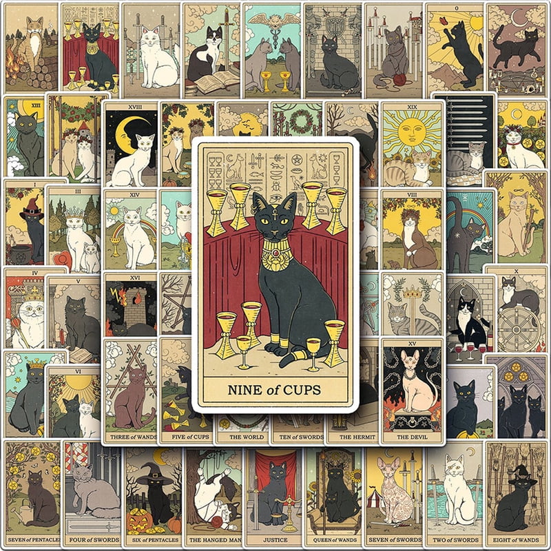 10/30/78PCS Vintage Classic Cat Style Tarot Stickers Funny Decoration Decals Toy Gift PVC DIY Laptop Suitcase Guitar Skateboard