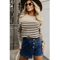 thumbnail image 6 of Women's Bluing Asymmetric Wrapped High Waist Denim Shorts with Button Detail | [ZhiHiMeRi] | 10, 6 of 6