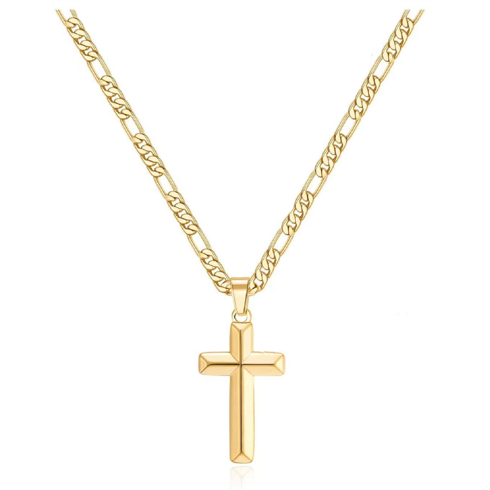 IEFSHINY Cross Necklaces Gifts for Men Silver/Black/Gold Cross Necklace