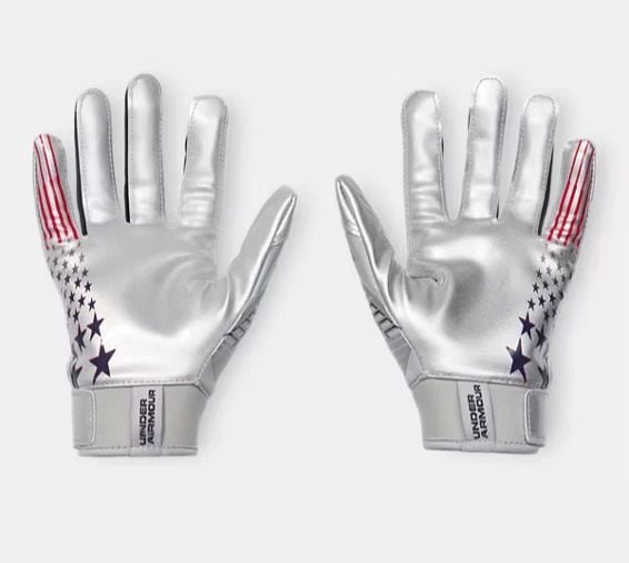 Under Armour UA F9 NITRO LE Gray/Blue Football Reciever Gloves