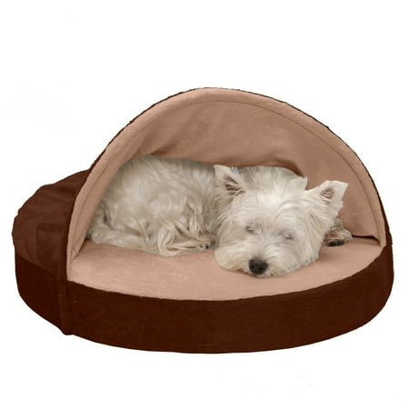 UPC: 0842229112405 | FurHaven Pet Products Microvelvet Snuggery Cooling Gel Memory Foam Pet Bed for Dogs & Cats – Espresso 26 Base