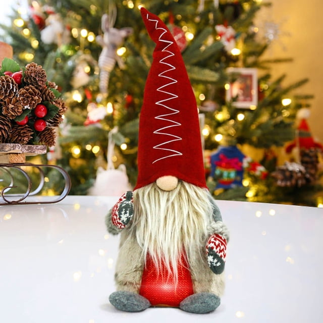 Xihbxyly Muñeco Luminoso de Papá Noel, Decoración Navideña para Mesa, Diseño de Tela Suave, Estilo Festivo Tradicional, Decoración para Fiestas, Base con Peso para Mayor Estabilidad, Tamaño 38 X 18 C