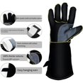 1Pair Barbecue Gloves Cowhide Insulation Welder Protective Gloves