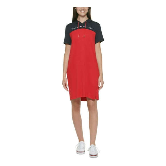 TOMMY HILFIGER Womens Red Short Sleeve Above The Knee Dress XL
