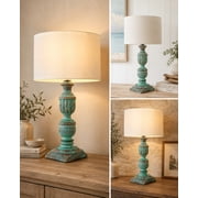 Rustic Algae French Trophy Carved Table lamp with Empire Khadi Shade