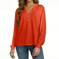 thumbnail image 2 of Holzkary Henley Long Sleeve Shirts for Women, Lightweight Long Sleeve Tops for Women Loose Fit Basic Pullover with Button Long Sleeve Tops 2025 Autumn Womens Neck T Shirts Casual Shirts Uk Orange Xl, 2 of 9