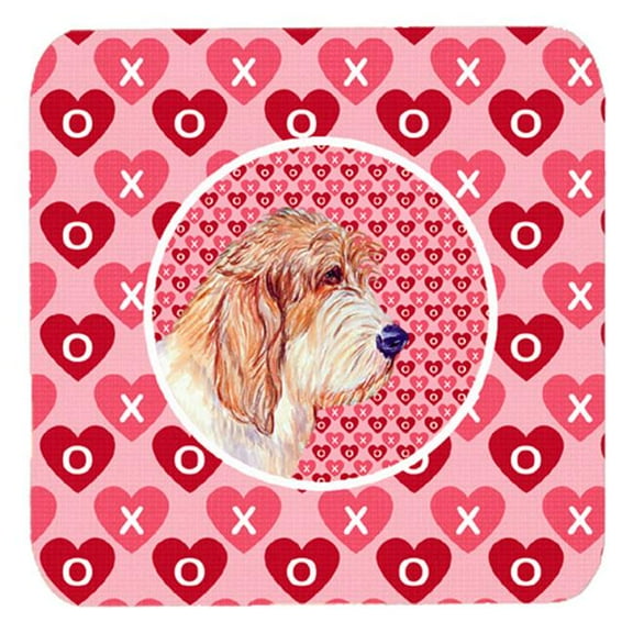 Carolines Treasures LH9172FC Petit Basset Griffon Vendeen Valentines Love and Hearts Foam Coasters- Set - 4