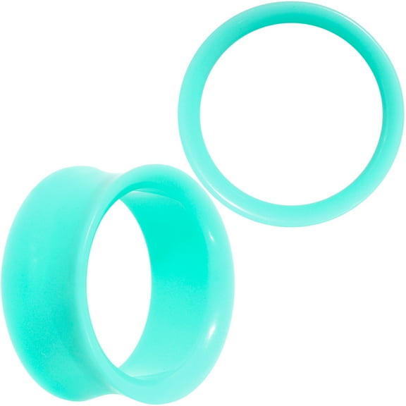 Body Candy Women 2Pc Blue Green UV Acrylic Saddle Plugs Double Flare Plug Tunnel Ear Plug Gauges 26mm