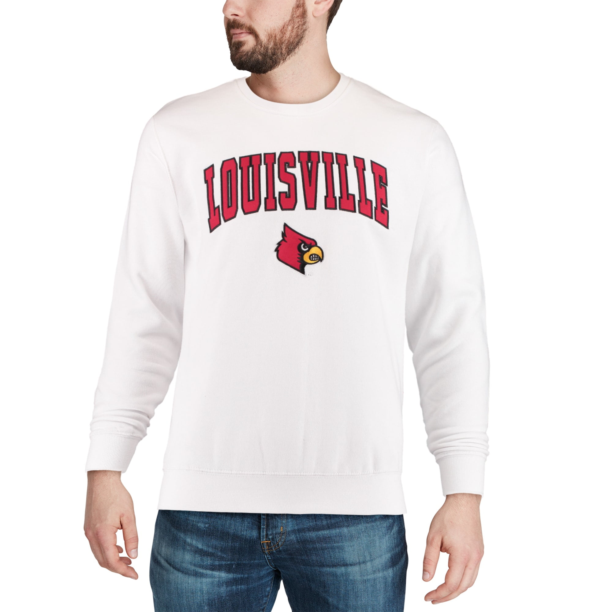 Colosseum Men's Red Louisville Cardinals Arch and Logo Crew Neck