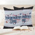 thumbnail image 3 of Independence Day Pillow Covers 2 Pack Orange Blue Plaid Bow Red Star Wood Striped Pillowcase Waterproof Outdoor Throw Pillow Cover for Patio Garden Square Cushion 18”x18”, 3 of 9