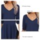 thumbnail image 4 of Blusa de manga corta con cuello en V para mujer, blusa de manga corta con volantes de Color puro a la moda para verano, azul marino S, 4 of 5