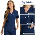 thumbnail image 3 of UNEEI Scrubs for Women Set, Water-Resistantand Stain-Resistant Womens Scrubs, V-Neck Top and Drawstring Waist Pant with 7 Pockets, 3 of 12