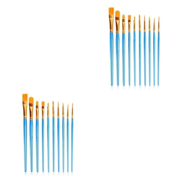 Inteprter 10 piezas pinceles de pintura aluminio nailon acuarela acrílico pinturas pincel niños adultos pinceles principiantes azul Azul 2Conjunto