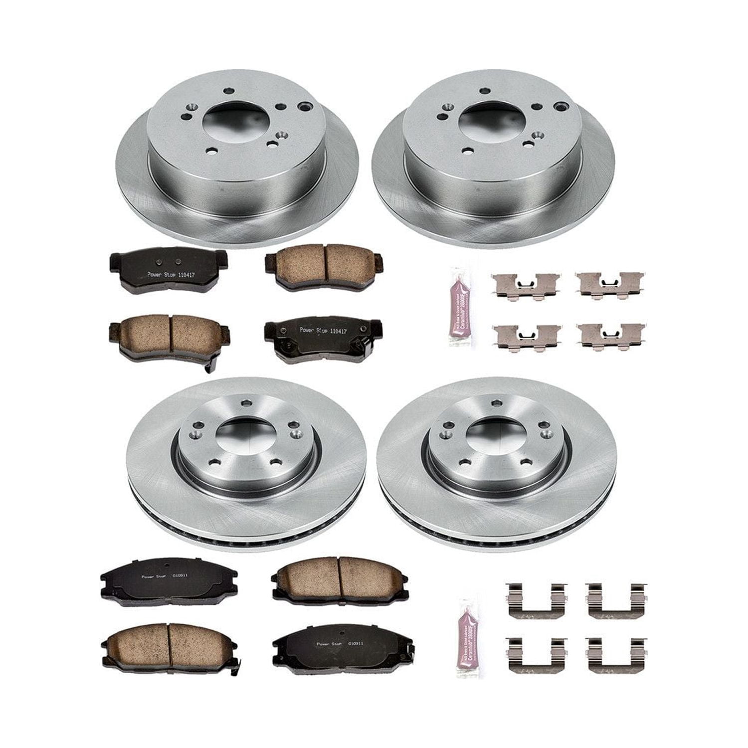 Power Stop Front and Rear Stock Replacement Brake Pad and Rotor Kit KOE4447