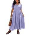 thumbnail image 2 of Horkkom Maxi Dresses for Women Plus Size Summer Short Sleeve Tiered Dress Casual Loose Beach Long Dresses XXL, 2 of 10