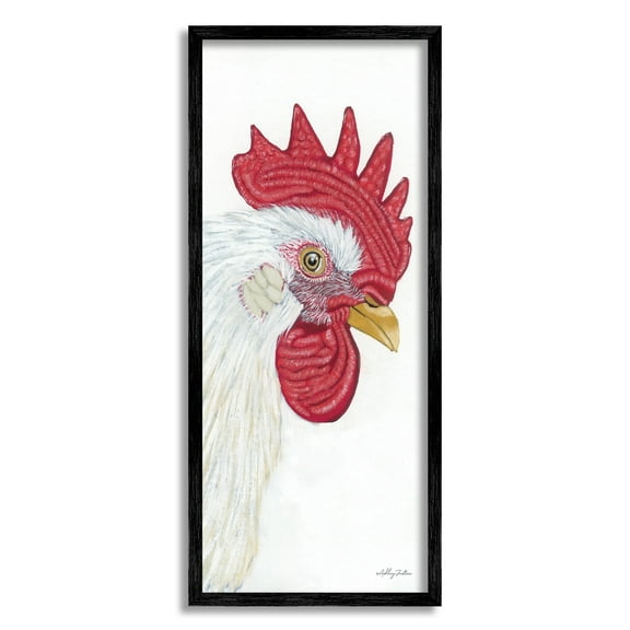 Stupell Industries Casual Chicken Rooster Farm Animal Wildlife Portrait Graphic Art Black Framed Art Print Wall Art, Design by Ashley Justice