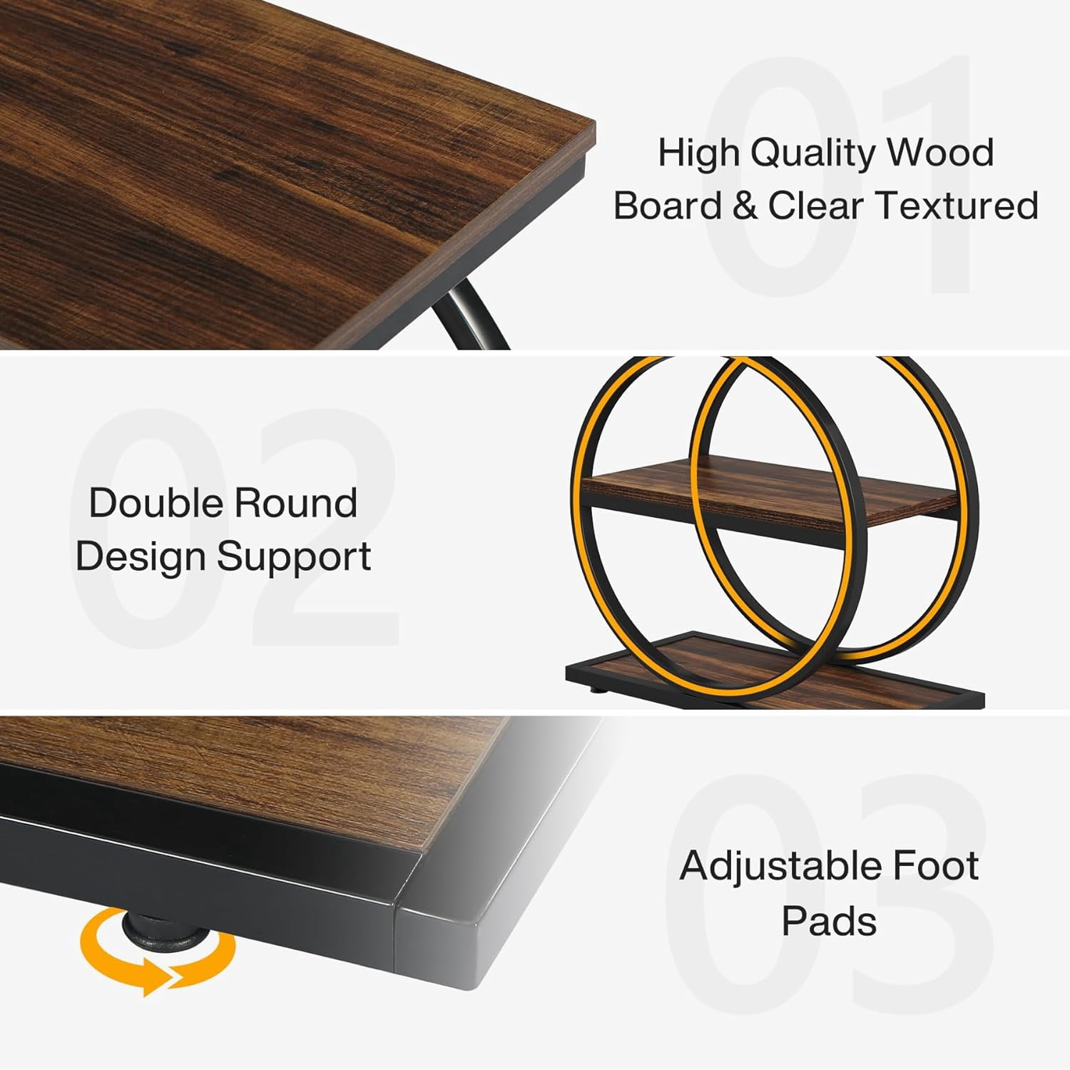 Tribesigns End Table, Wood Side Table with Black Metal Frames, Narrow End Table with 3 Storage Shelves for Living Room